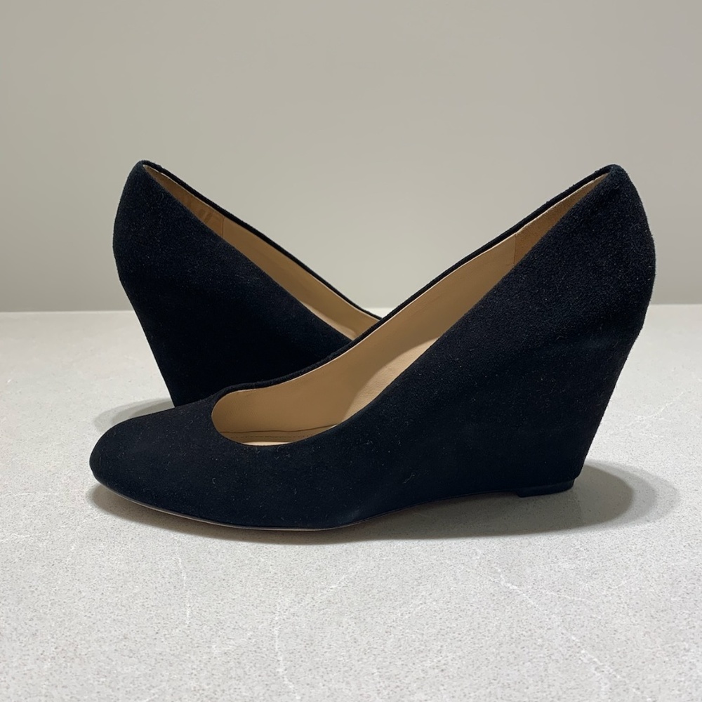 VIA SPIGA Black Suede Wedge Heel, Size US 9